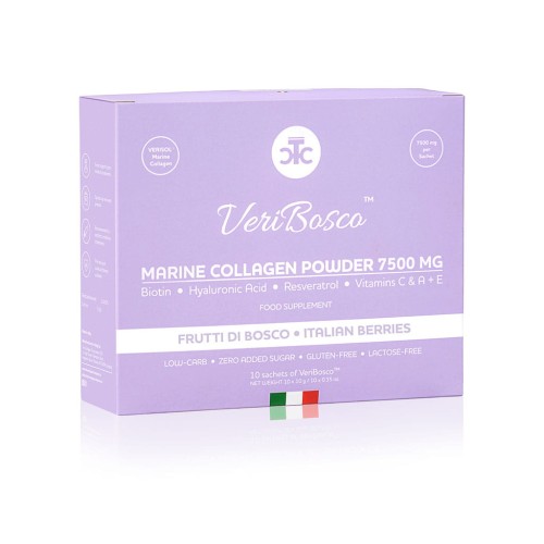 Produktbild-VeriBosco-Marine-Collagen-Powder--Kollagen-Nahrungsergänzungsmittel-in-Beuteln-mit-italienischem-Waldfruchtgeschmack,-zuckerfrei,-glutenfrei,-laktosefrei.-7500-mg-Kollagen-Verisol-na.jpg